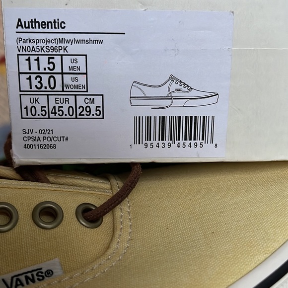 Vans Authentic Parks Project Marshmallow Yellow/Marshmallow Men’s sneakers - Picture 16 of 16